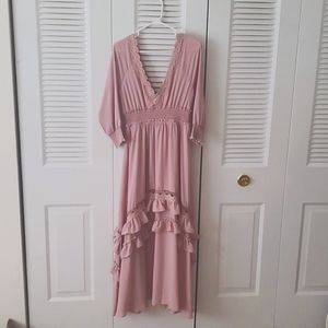 Baltic Born Pippa Ruffle Maxi Dress in Vintage Rose, Size Medium